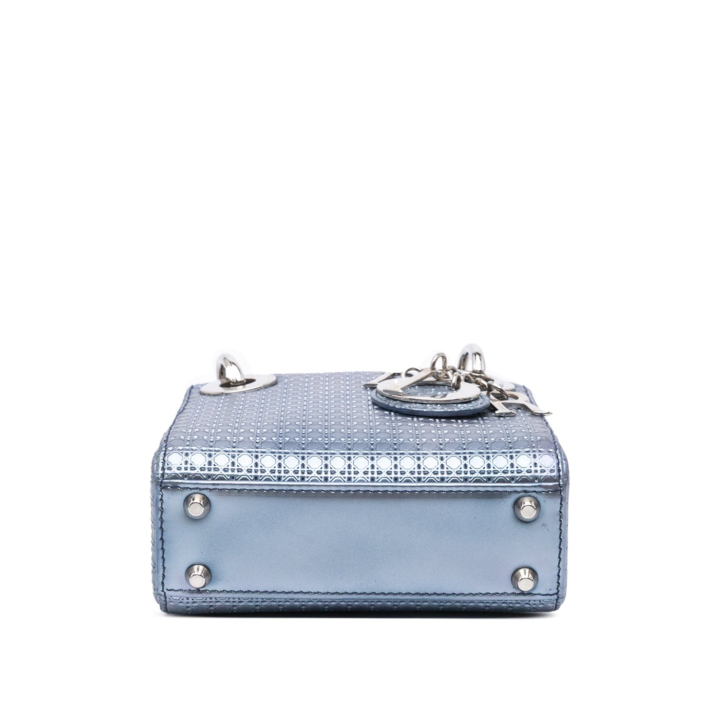 Dior Mini Metallic Patent Microcannage Lady Dior Blue