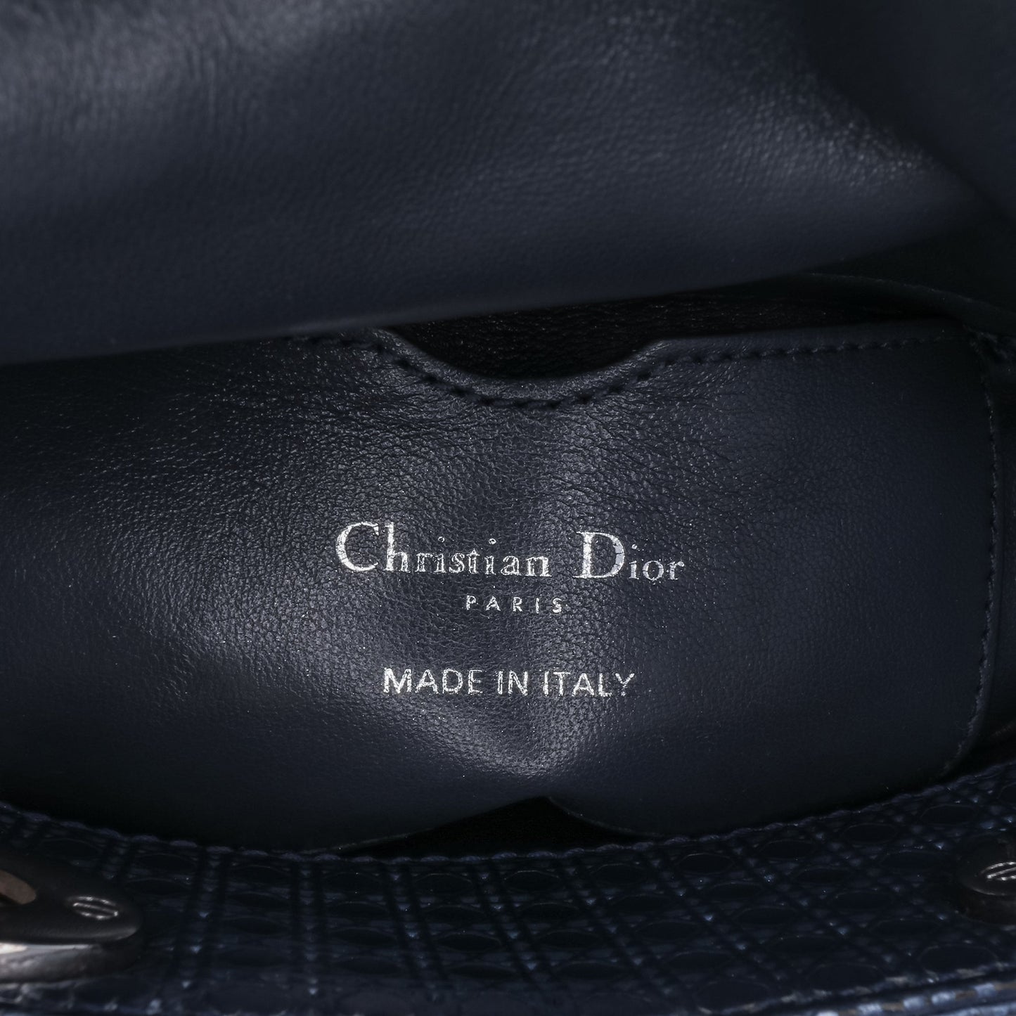 Dior Mini Metallic Patent Microcannage Lady Dior Blue