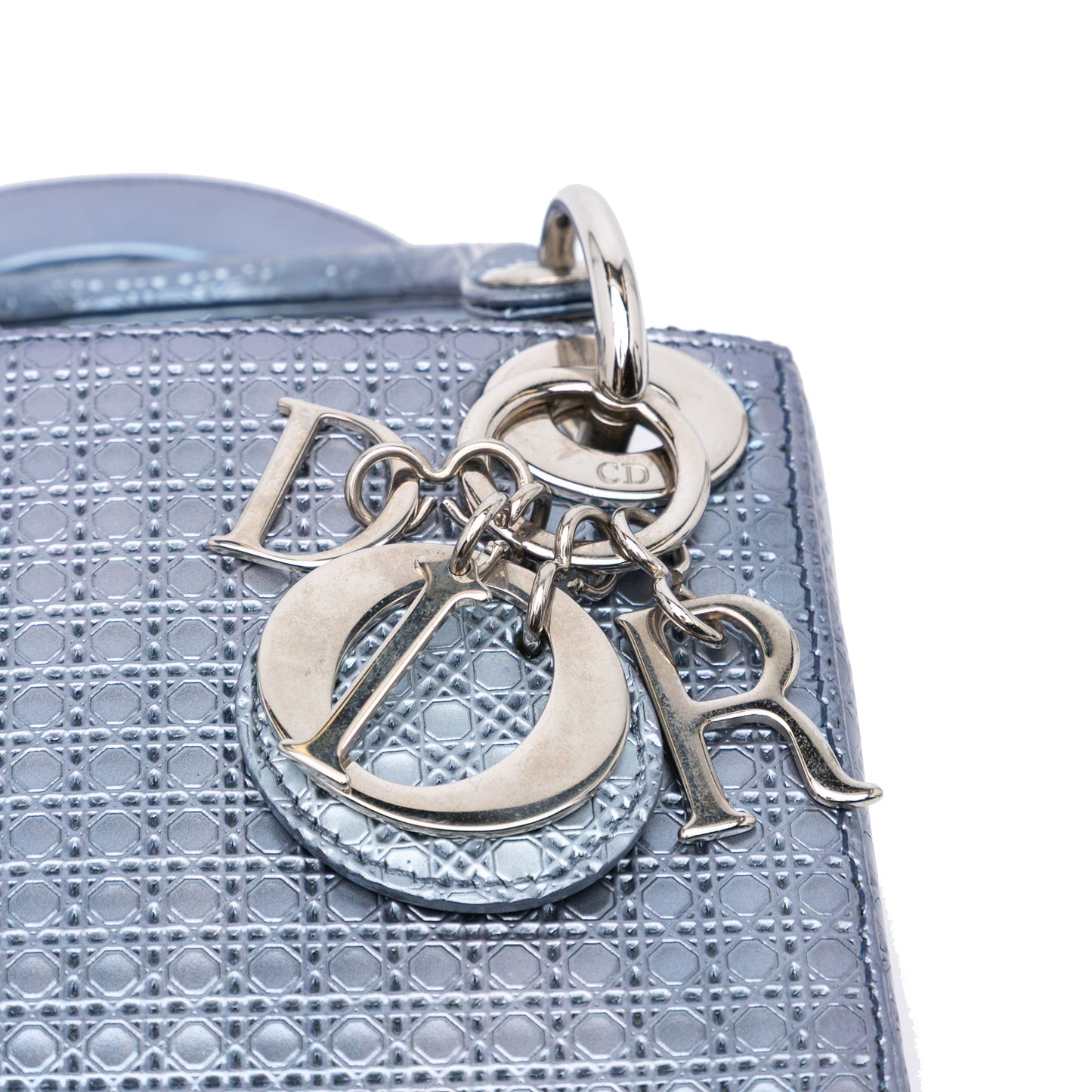 Dior Mini Metallic Patent Microcannage Lady Dior Blue