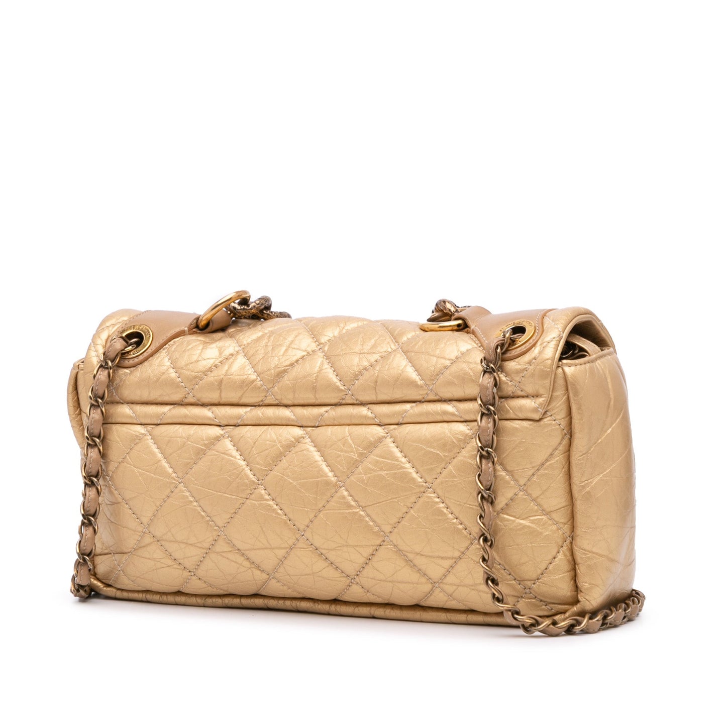Chanel Medium Quilted Aged Calfskin Pondichery Flap Gold