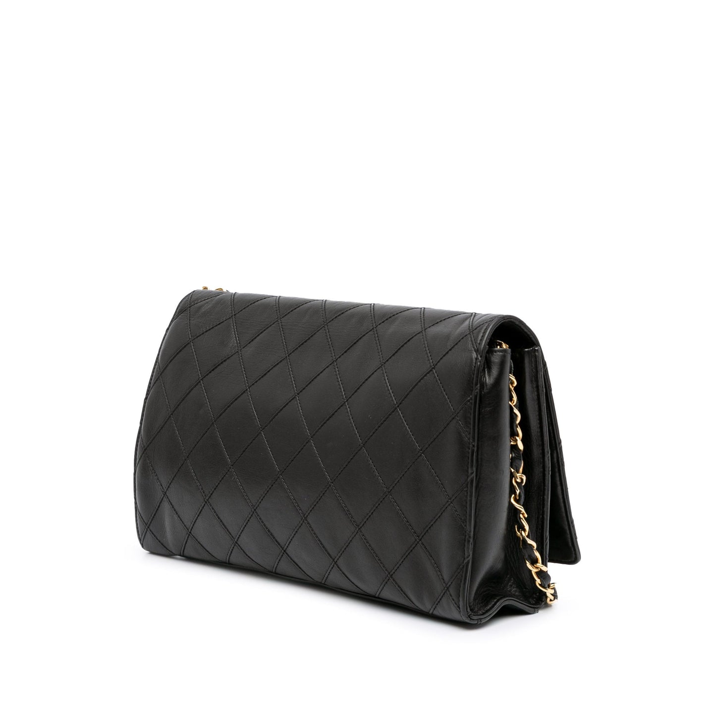 Chanel Small CC Quilted Lambskin Turnlock Full Single Flap Black
