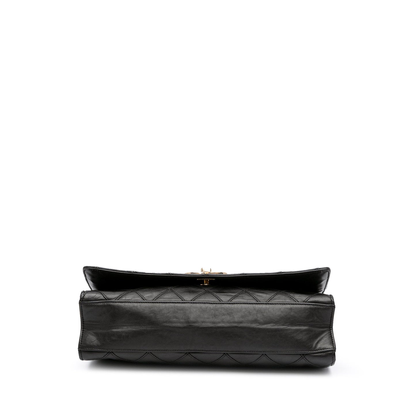 Chanel Small CC Quilted Lambskin Turnlock Full Single Flap Black