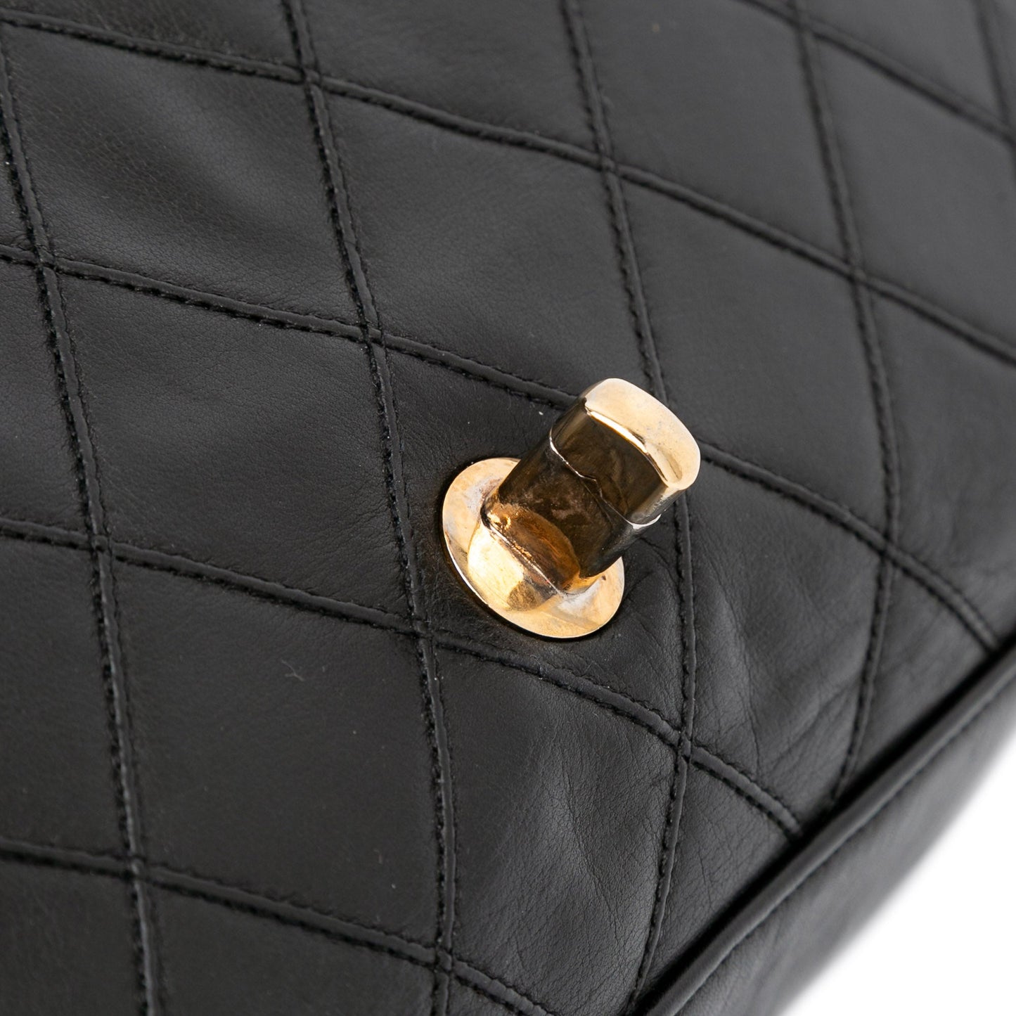 Chanel Small CC Quilted Lambskin Turnlock Full Single Flap Black