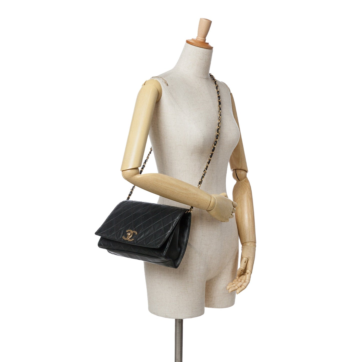 Chanel Small CC Quilted Lambskin Turnlock Full Single Flap Black
