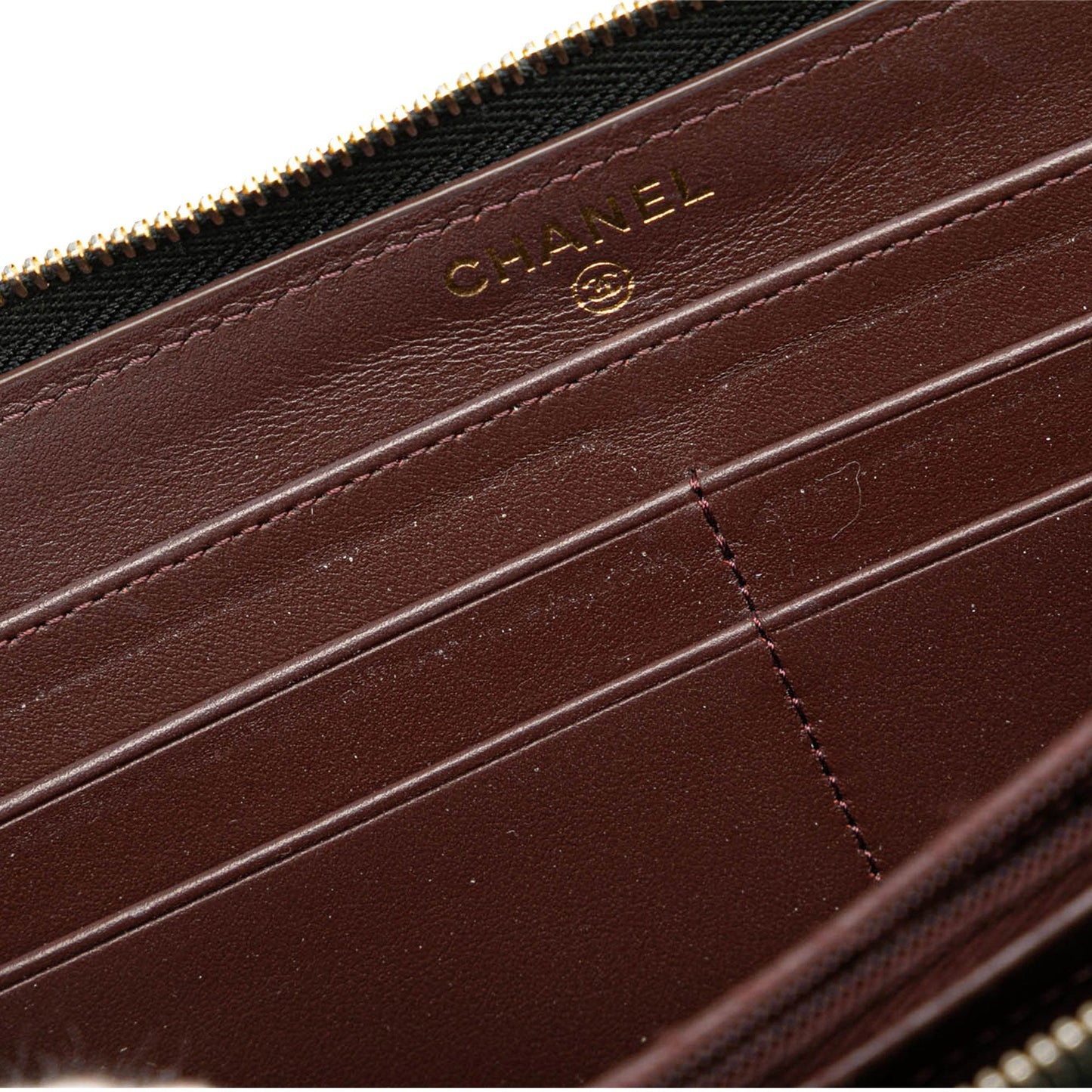 Chanel Quilted Caviar CC Zip Around Long Wallet Black
