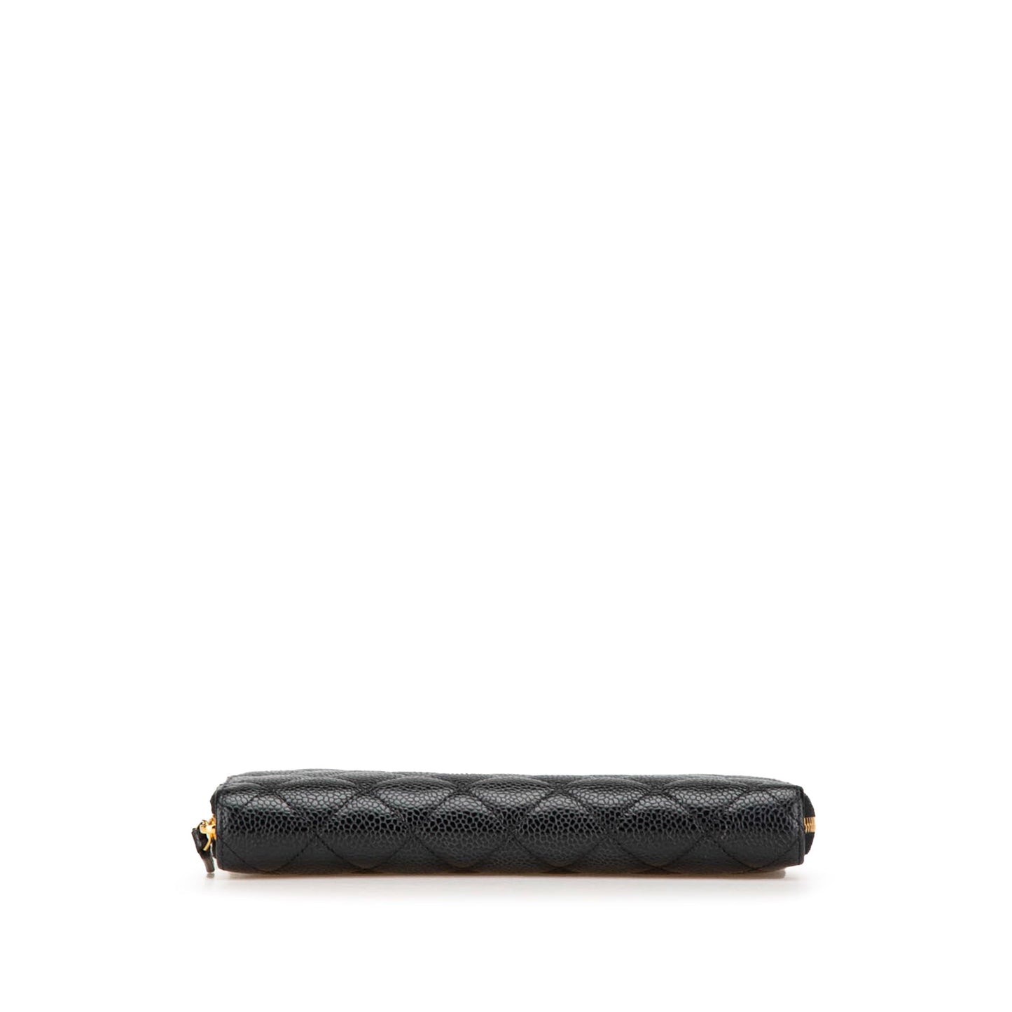 Chanel Quilted Caviar CC Zip Around Long Wallet Black