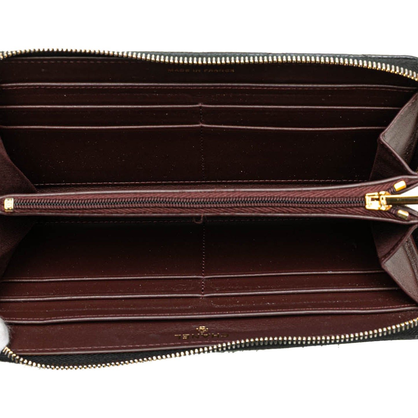 Chanel Quilted Caviar CC Zip Around Long Wallet Black