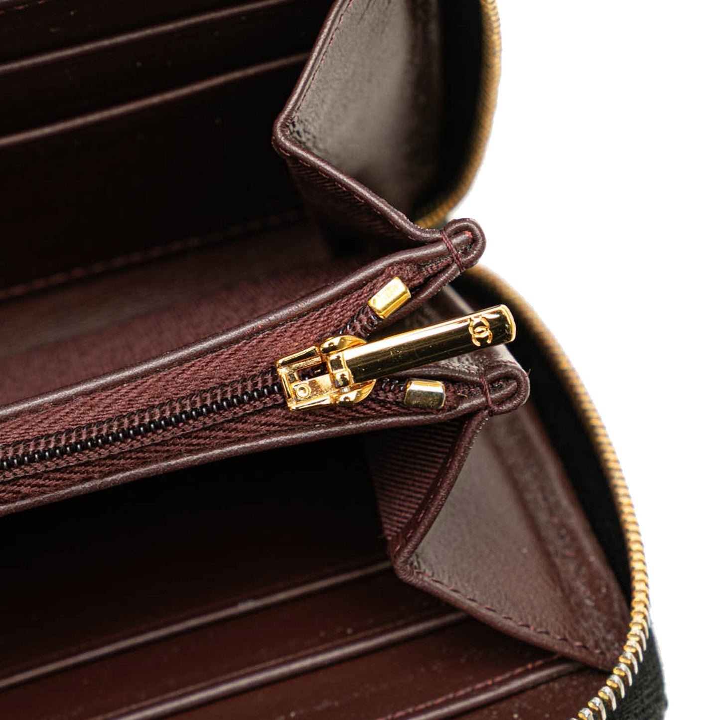 Chanel Quilted Caviar CC Zip Around Long Wallet Black
