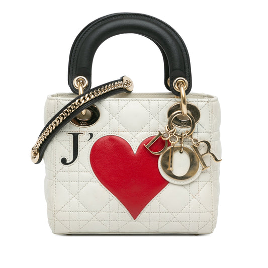 Dior Mini Lambskin Cannage DiorAmour Chinese Valentines Lady Dior White