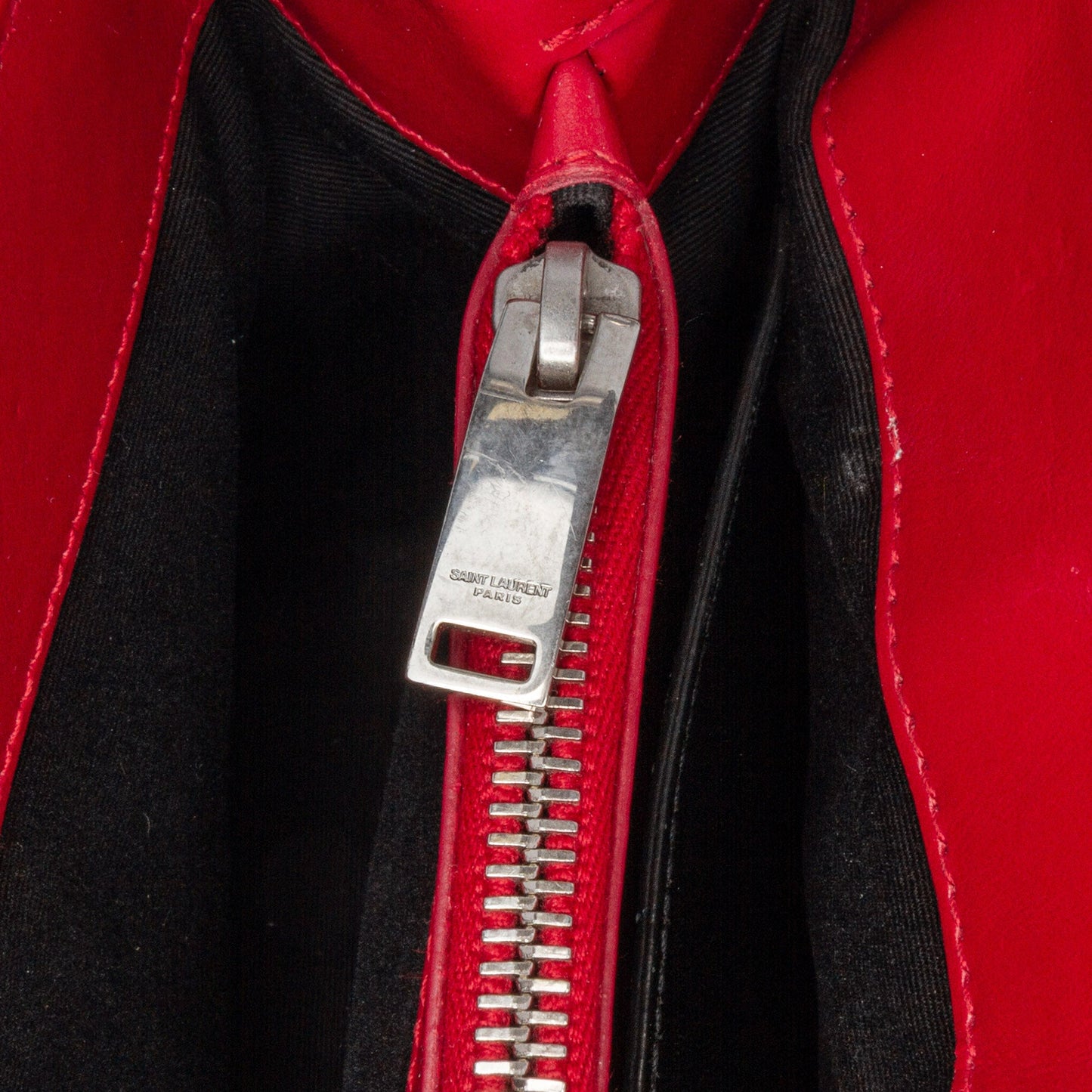 Saint Laurent Small Leather Monogram Loulou Crossbody Red