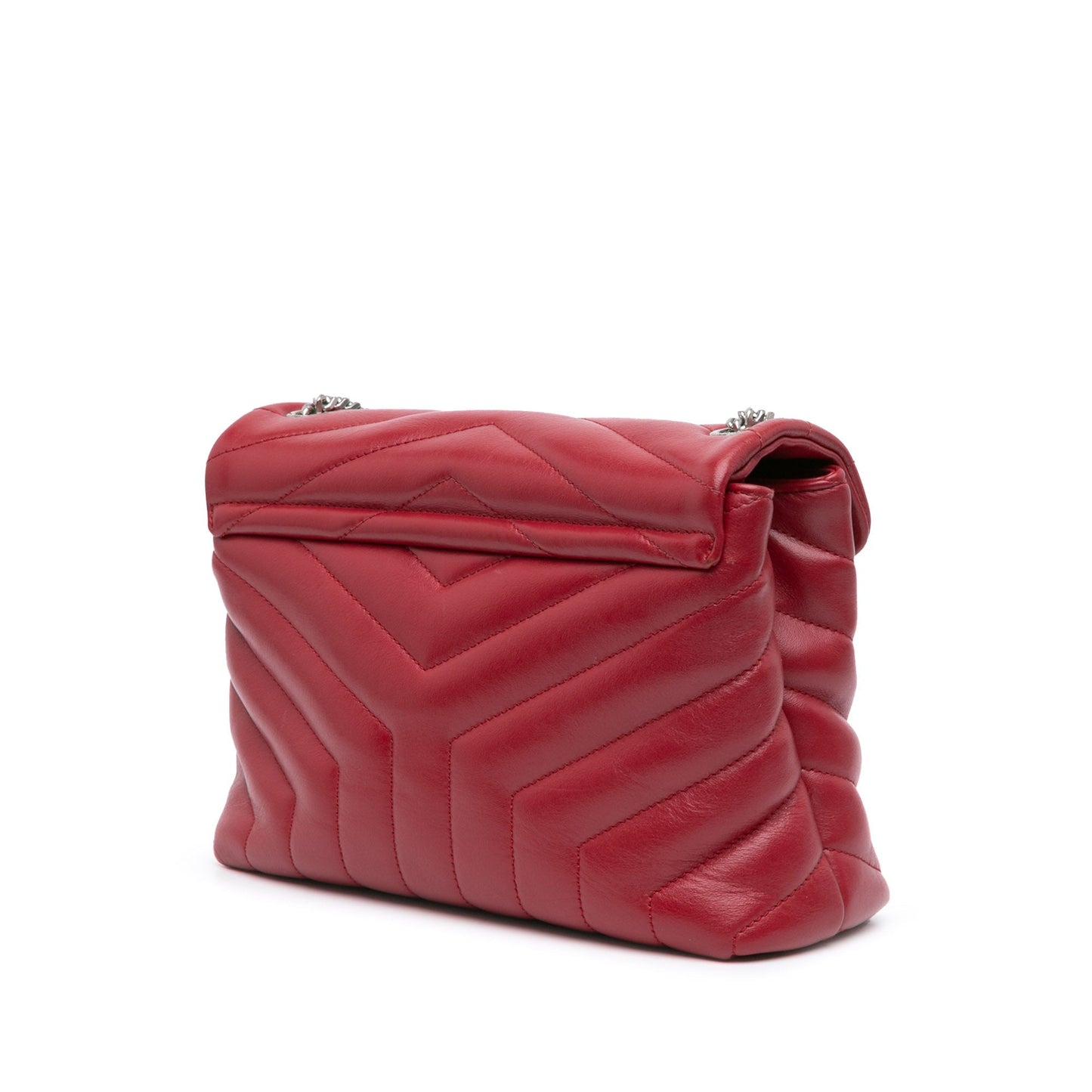 Saint Laurent Small Leather Monogram Loulou Crossbody Red