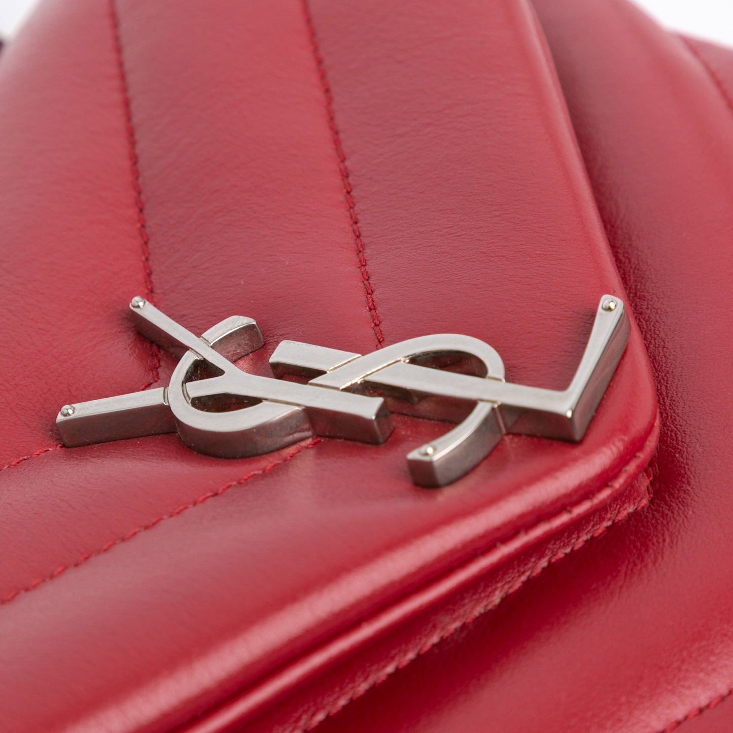 Saint Laurent Small Leather Monogram Loulou Crossbody Red