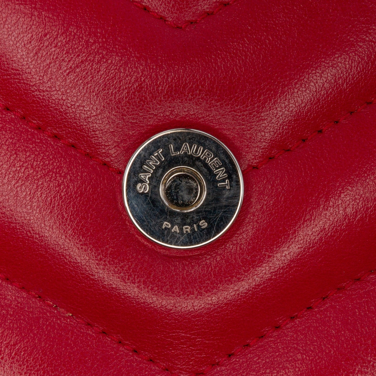 Saint Laurent Small Leather Monogram Loulou Crossbody Red