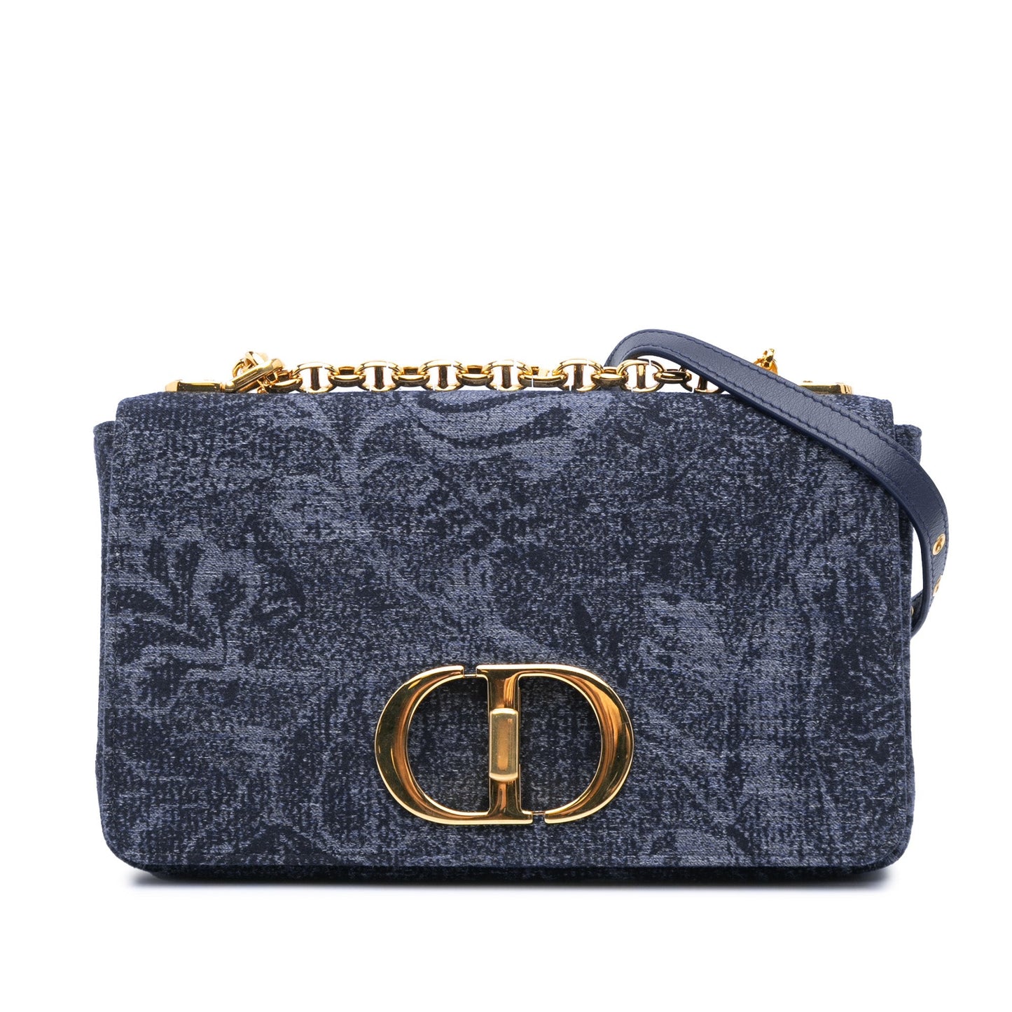 Dior Medium Denim Floral Caro Bag Blue
