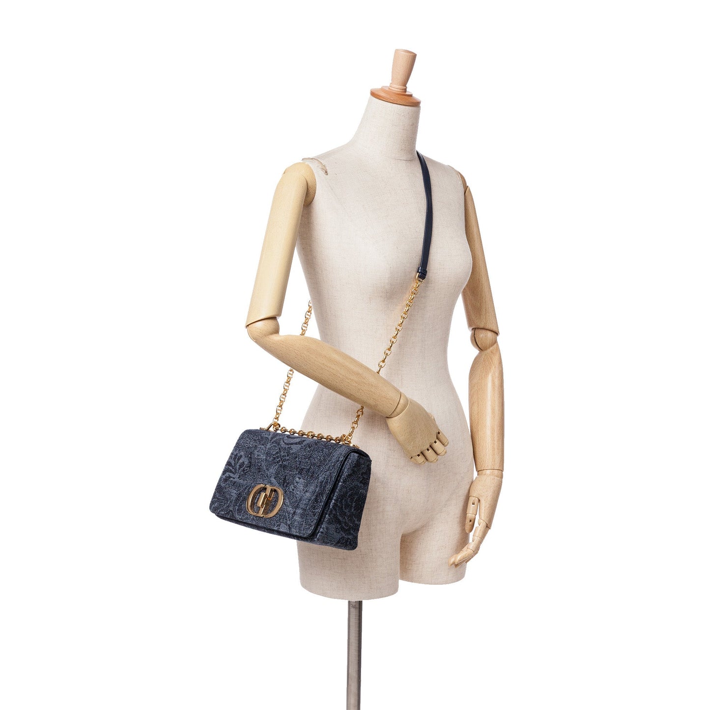 Dior Medium Denim Floral Caro Bag Blue