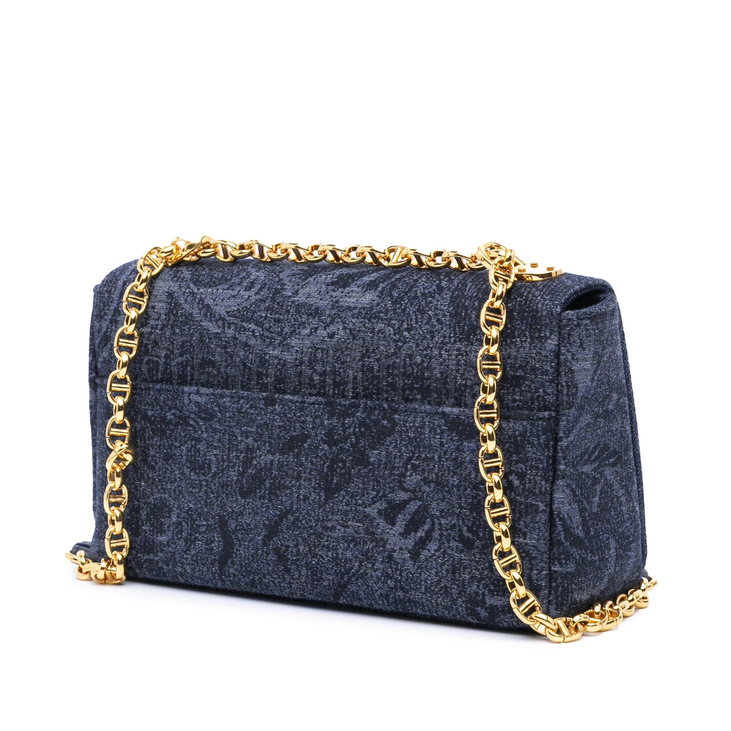 Dior Medium Denim Floral Caro Bag Blue