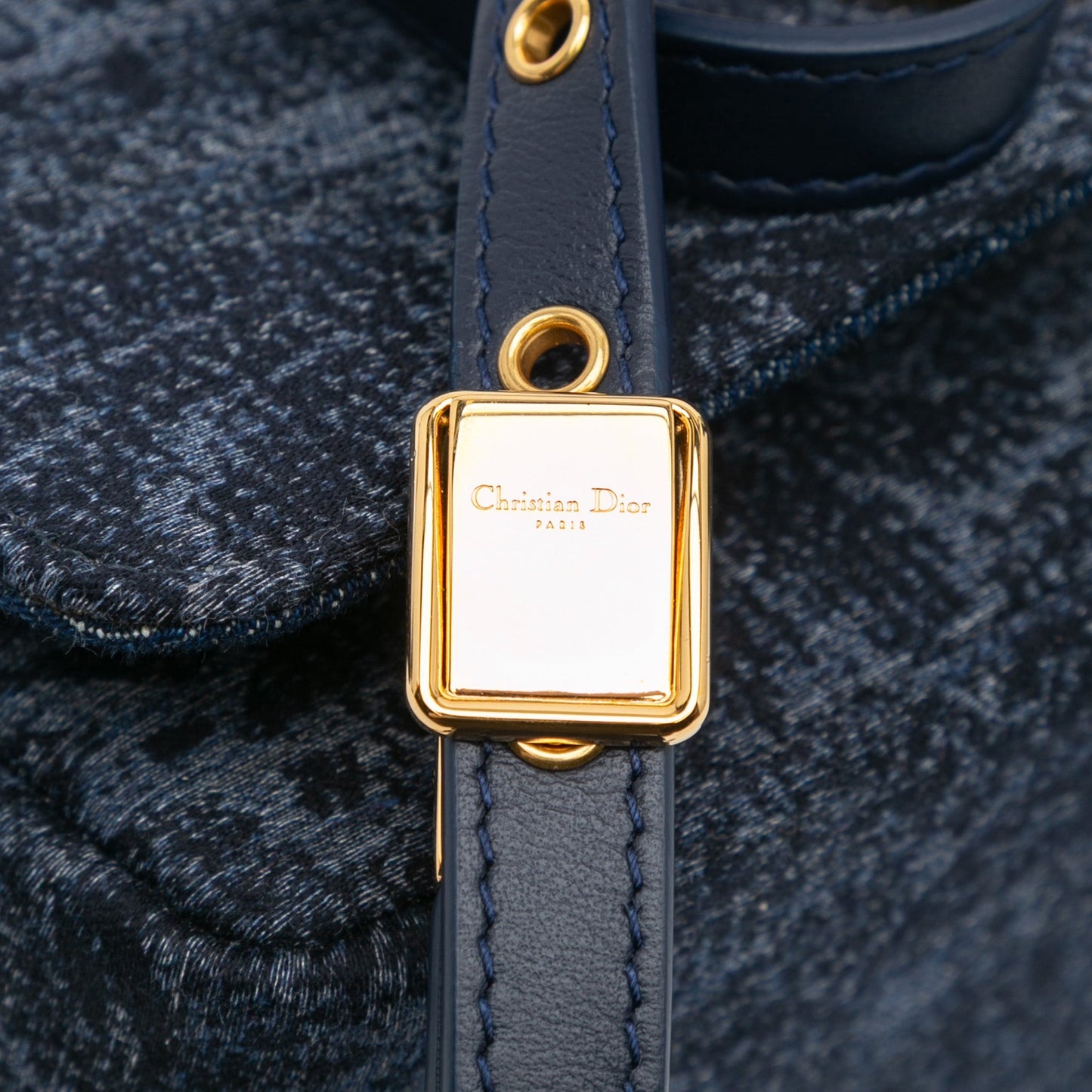 Dior Medium Denim Floral Caro Bag Blue