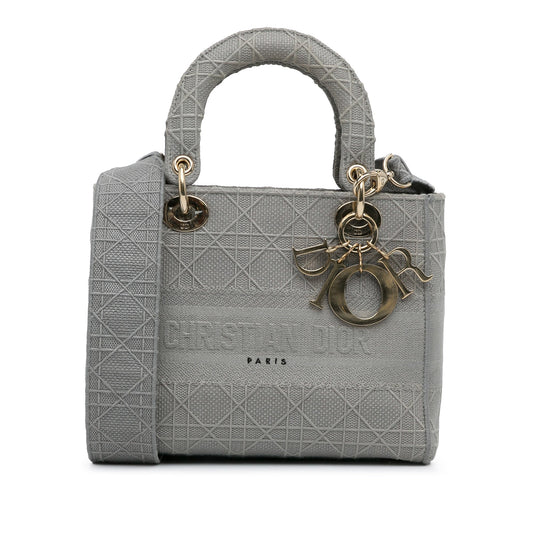 Dior Medium Canvas Cannage Lady D Lite Gray