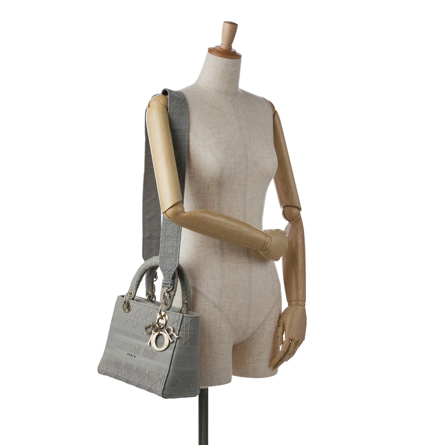 Dior Medium Canvas Cannage Lady D Lite Gray