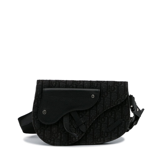 Dior Oblique Canvas Saddle Messenger Bag Black