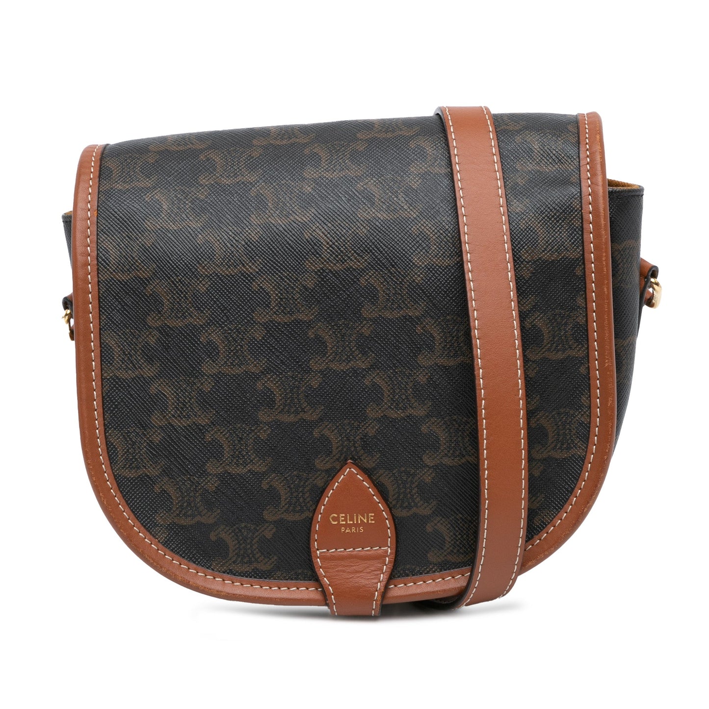 Celine Medium Triomphe Coated Canvas Folco Crossbody Brown