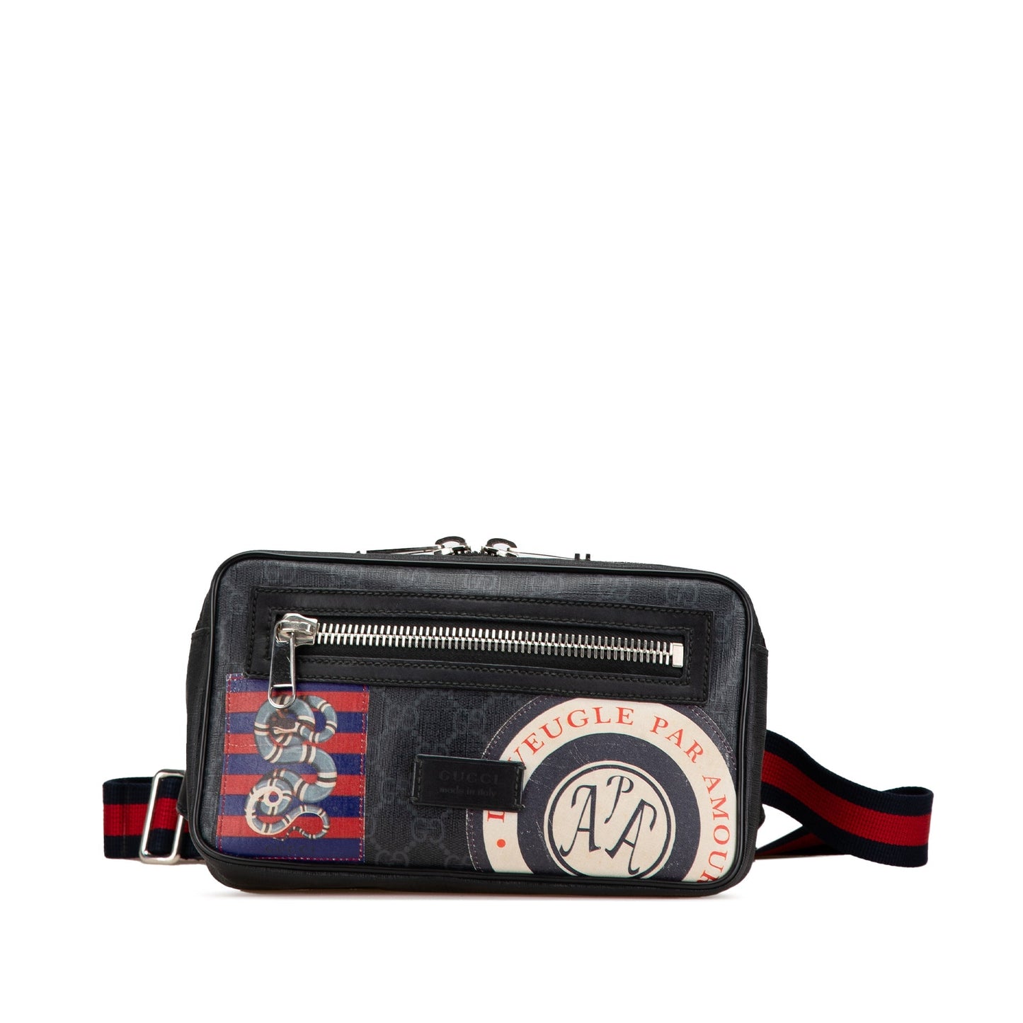 Gucci GG Supreme Web Night Courrier Belt Bag Black