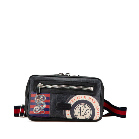 Gucci GG Supreme Web Night Courrier Belt Bag Black