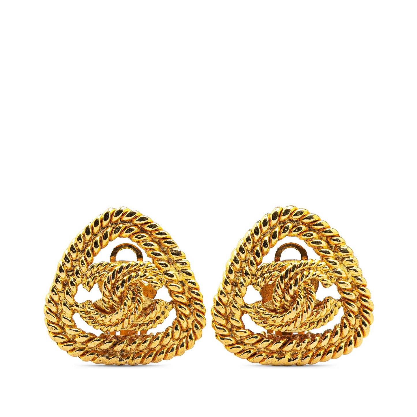 Chanel Gold Plated CC Clip On Earrings Gold