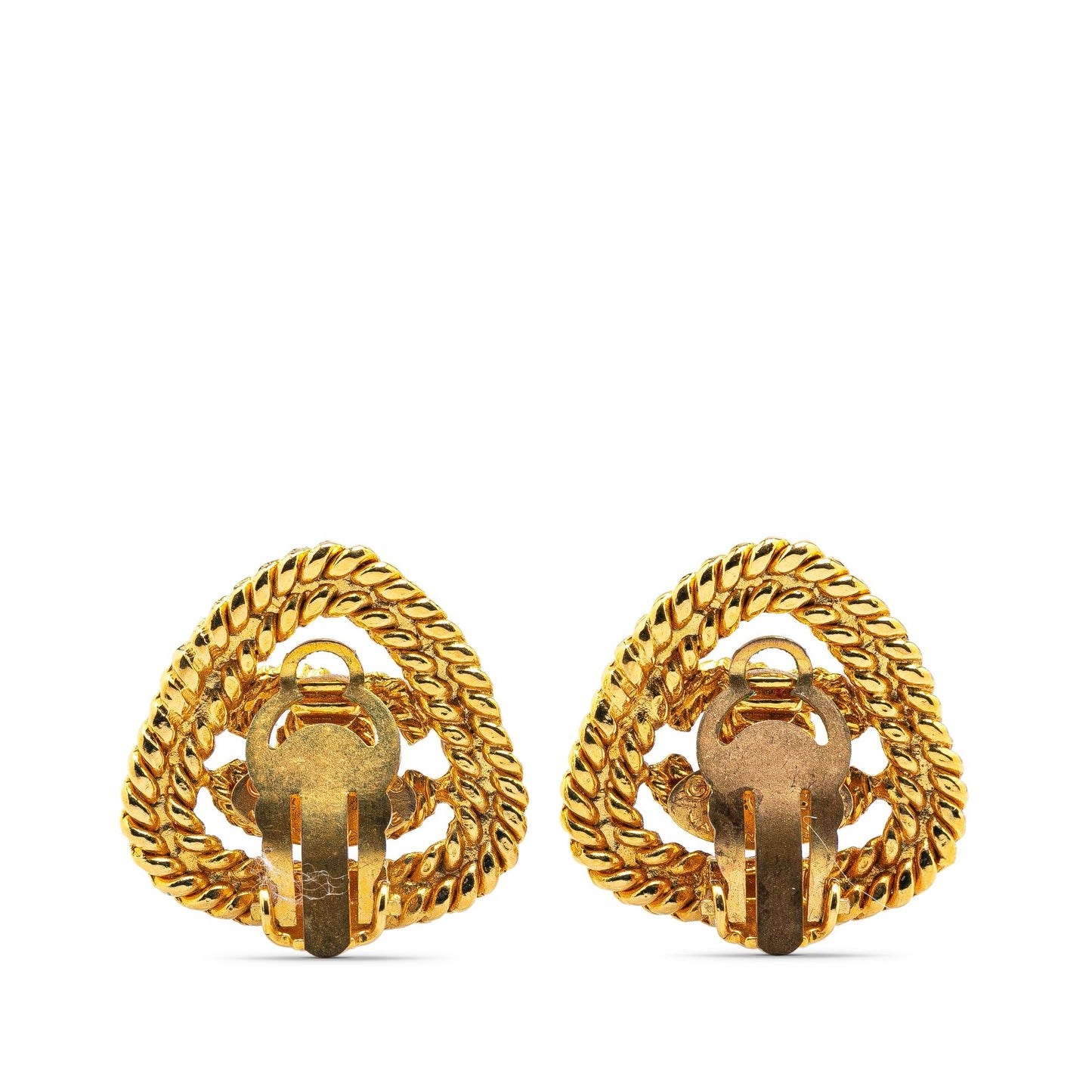 Chanel Gold Plated CC Clip On Earrings Gold