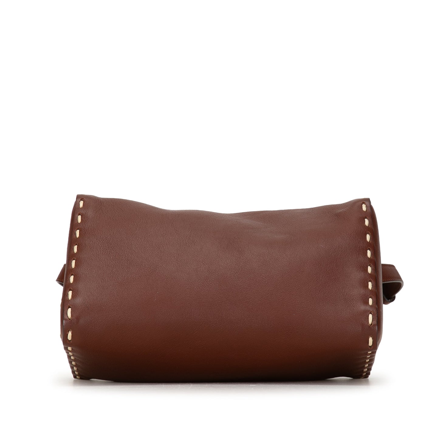 Fendi Calfskin Selleria Triangle Shoulder Bag Brown