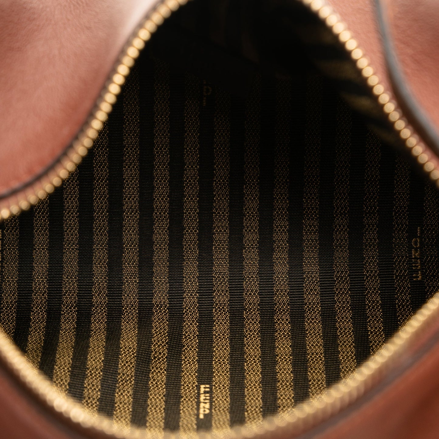 Fendi Calfskin Selleria Triangle Shoulder Bag Brown