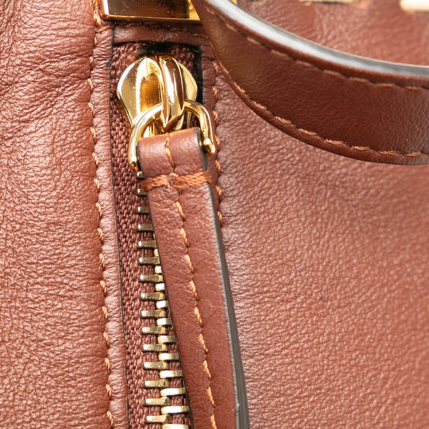 Fendi Calfskin Selleria Triangle Shoulder Bag Brown