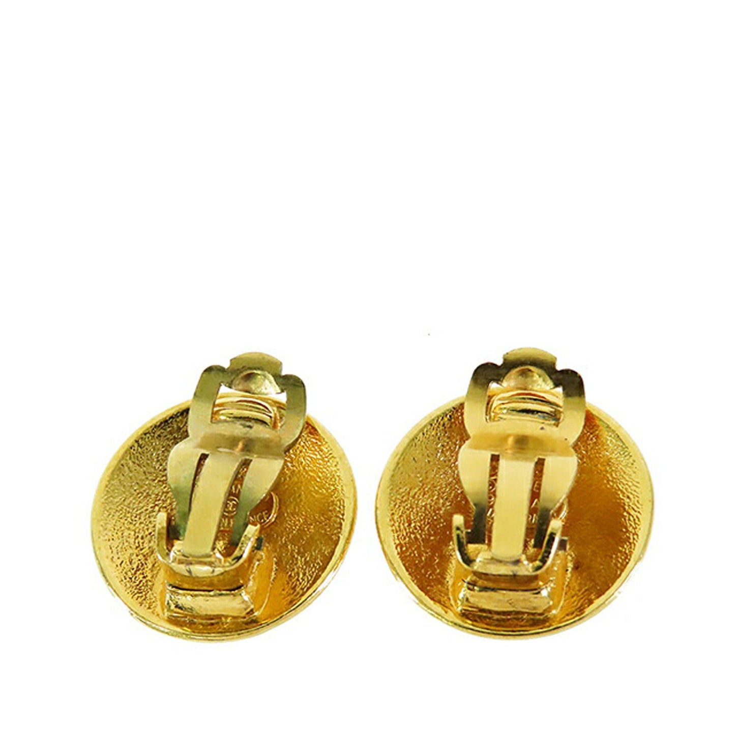 Chanel Gold Plated CC Crown Clip On Earrings Gold