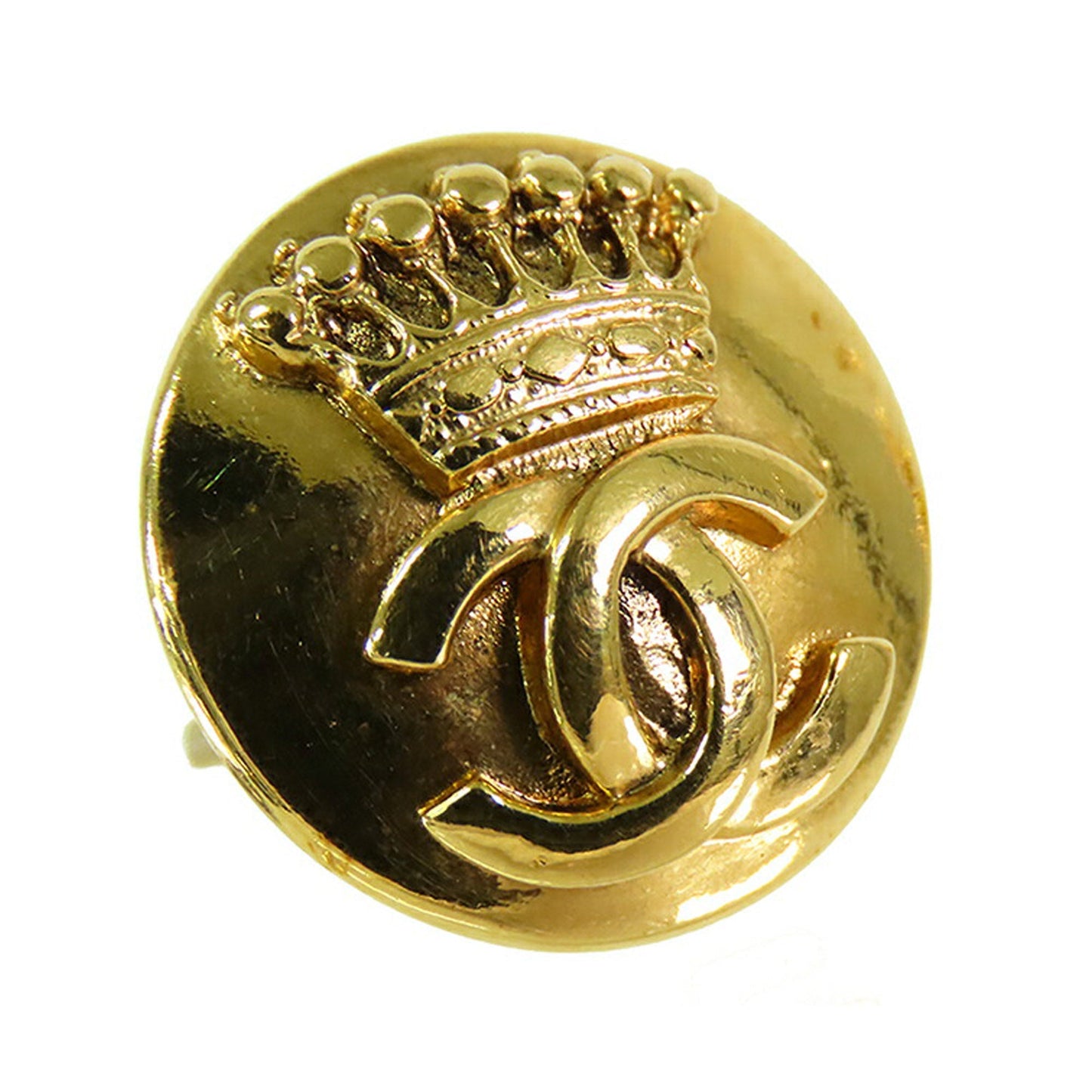 Chanel Gold Plated CC Crown Clip On Earrings Gold
