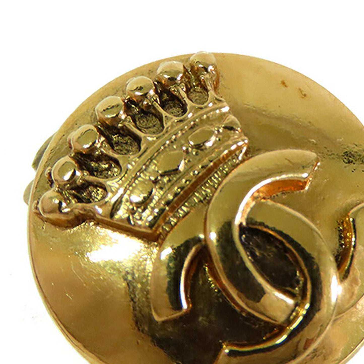 Chanel Gold Plated CC Crown Clip On Earrings Gold