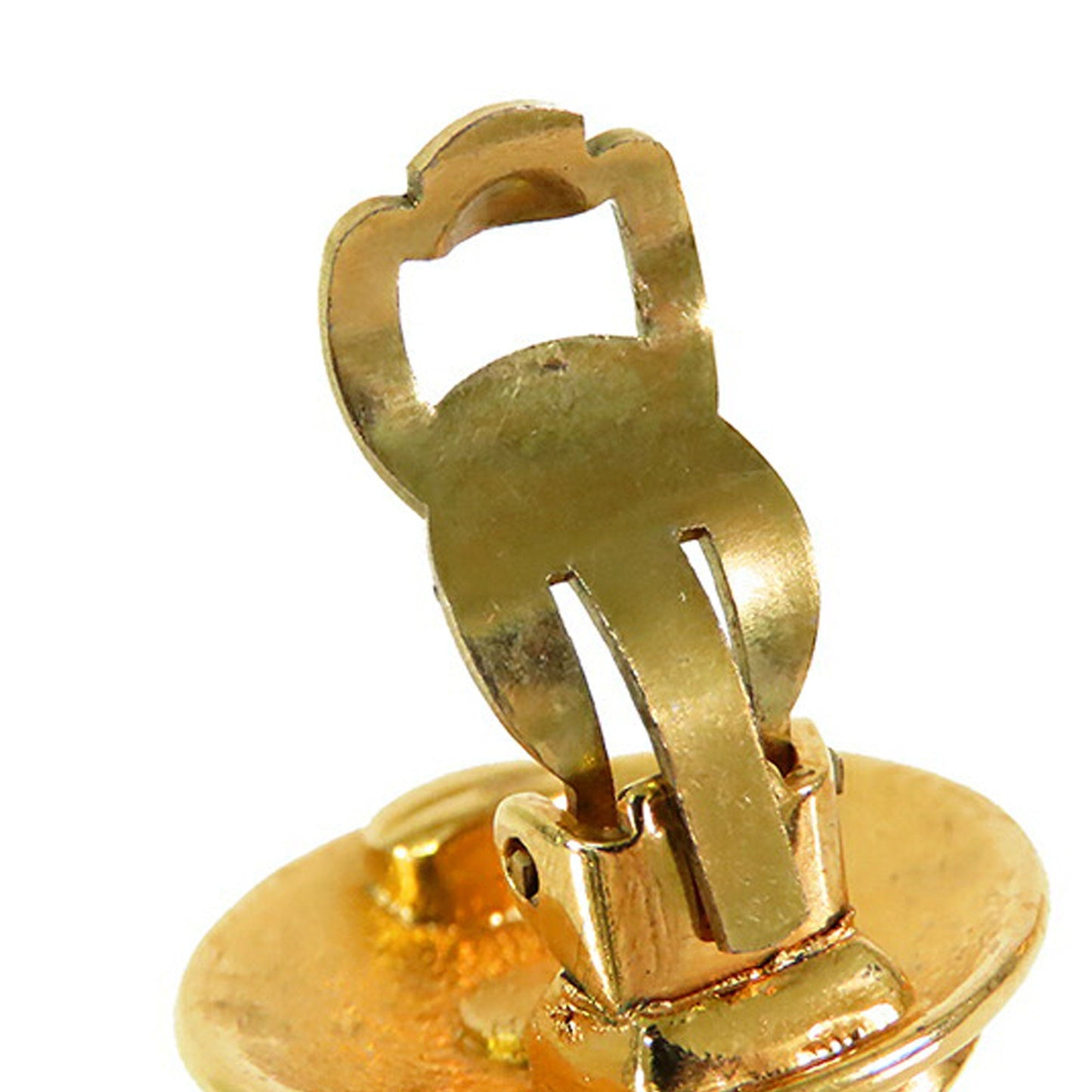 Chanel Gold Plated CC Crown Clip On Earrings Gold
