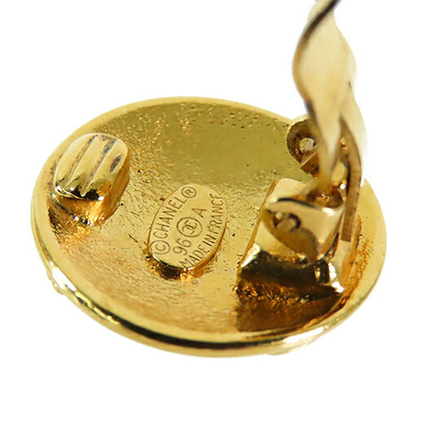 Chanel Gold Plated CC Crown Clip On Earrings Gold