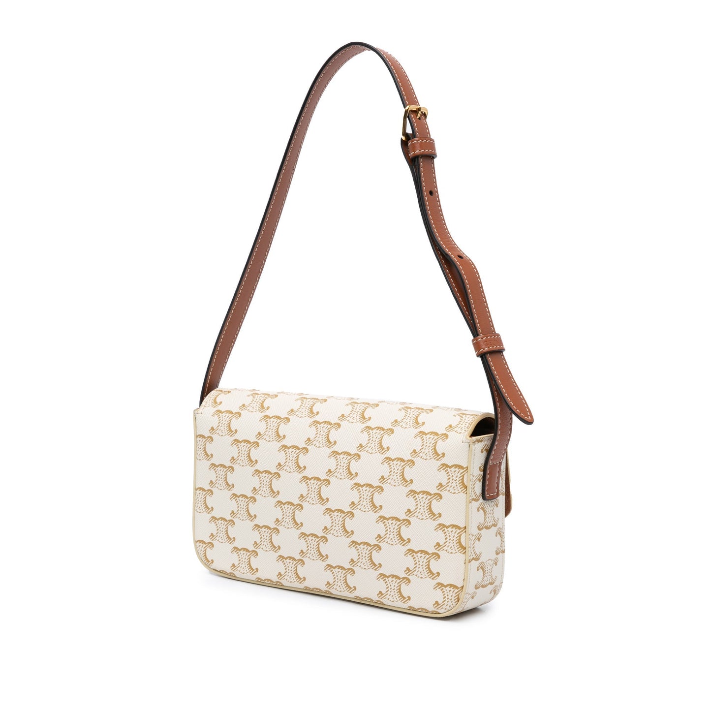 Celine Triomphe Coated Canvas Claude Shoulder Bag White