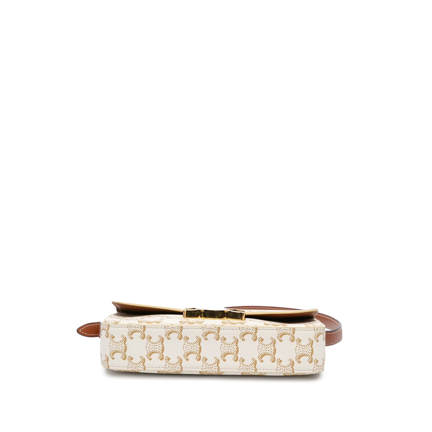 Celine Triomphe Coated Canvas Claude Shoulder Bag White