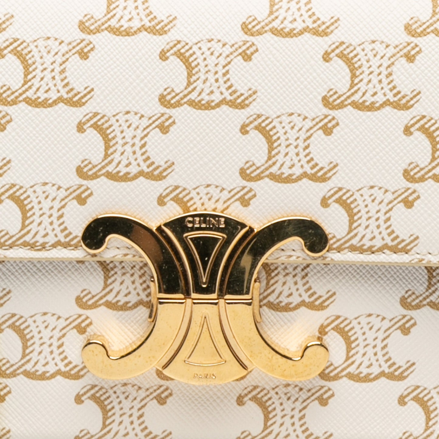 Celine Triomphe Coated Canvas Claude Shoulder Bag White