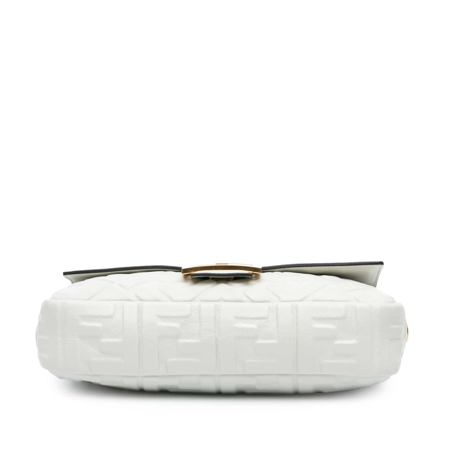 Fendi Zucca Embossed Leather Baguette Satchel White