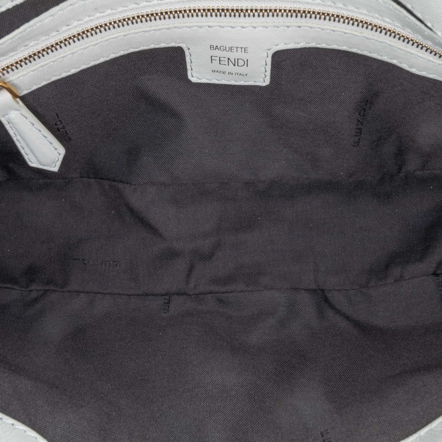 Fendi Zucca Embossed Leather Baguette Satchel White