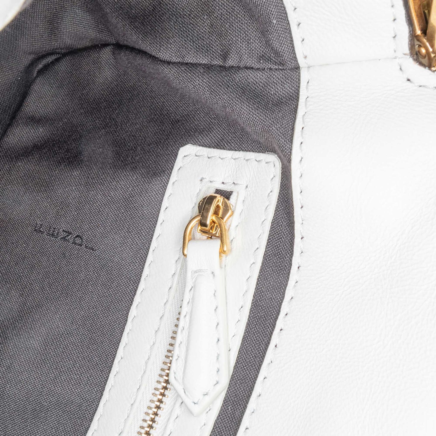 Fendi Zucca Embossed Leather Baguette Satchel White