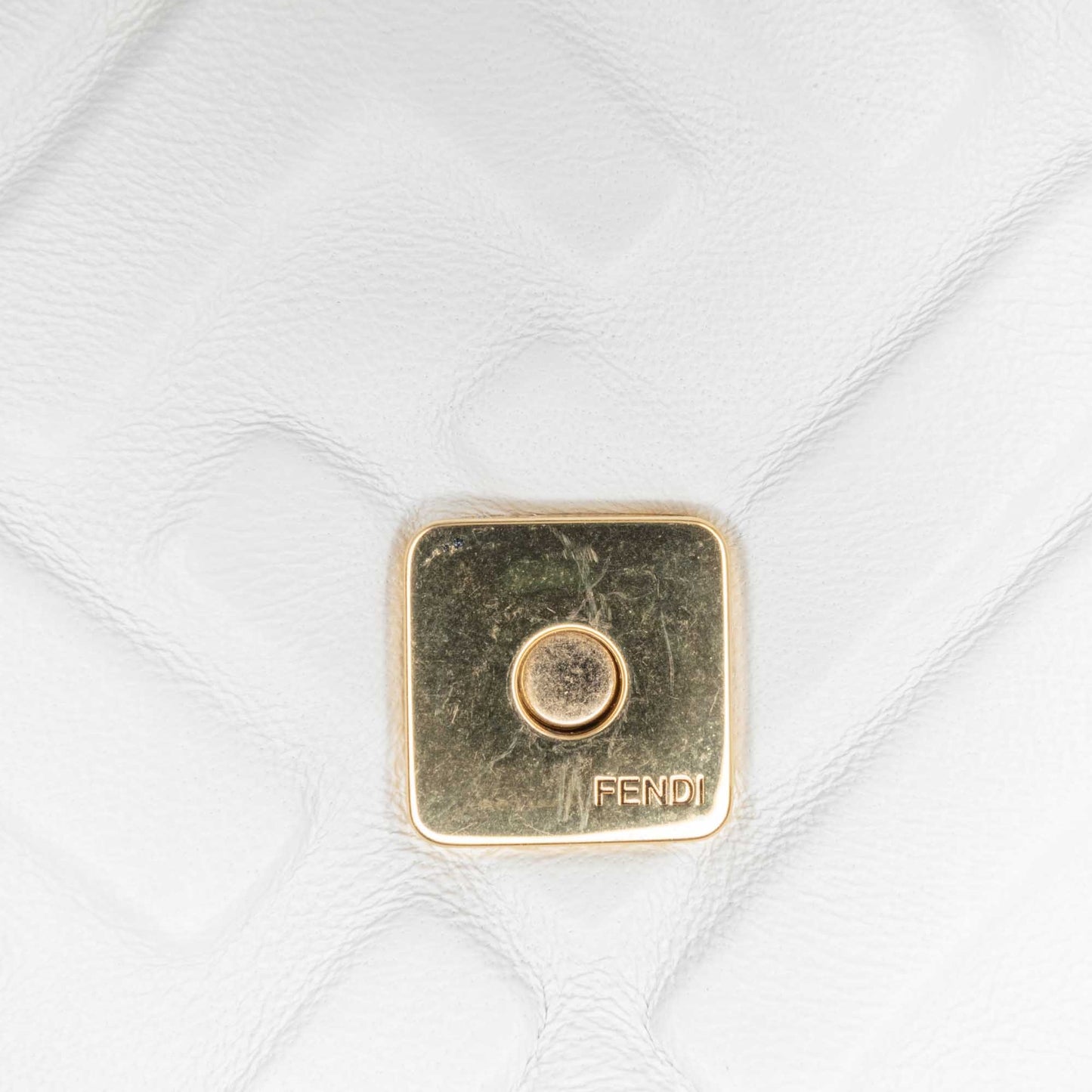Fendi Zucca Embossed Leather Baguette Satchel White