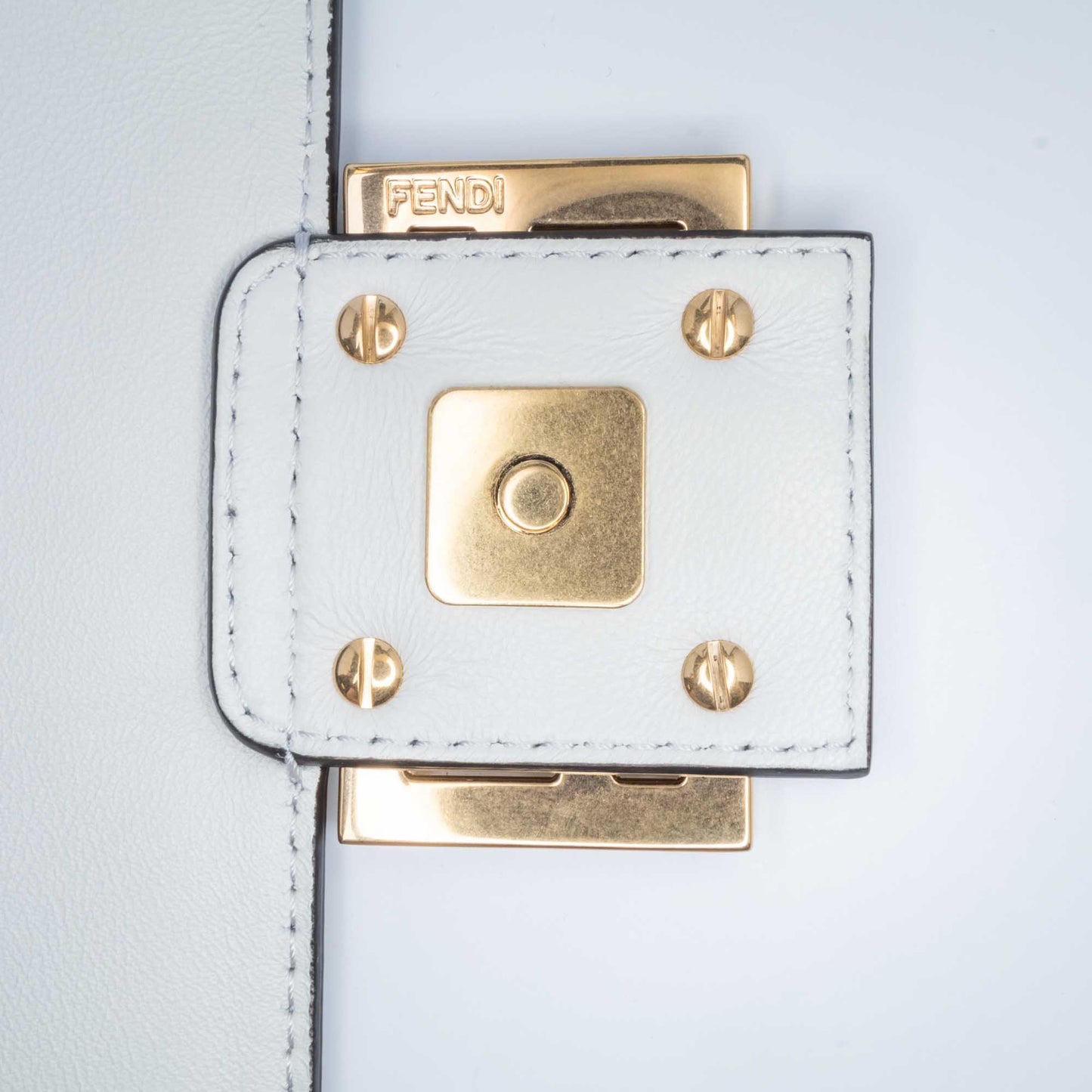 Fendi Zucca Embossed Leather Baguette Satchel White