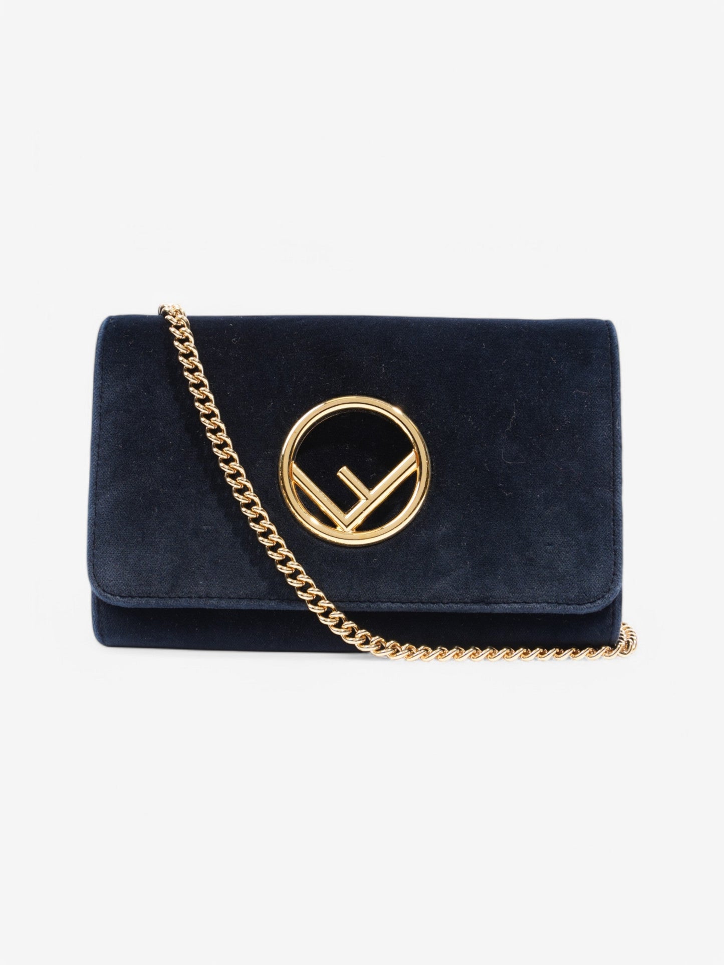 Fendi Fendi Kan I Logo Mini Clutch Midnight Blue Velvet