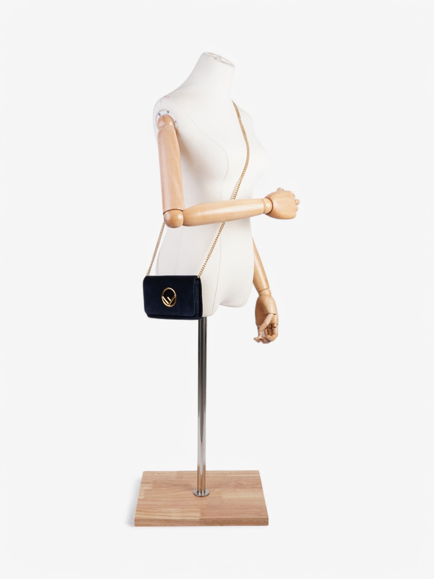 Fendi Fendi Kan I Logo Mini Clutch Midnight Blue Velvet