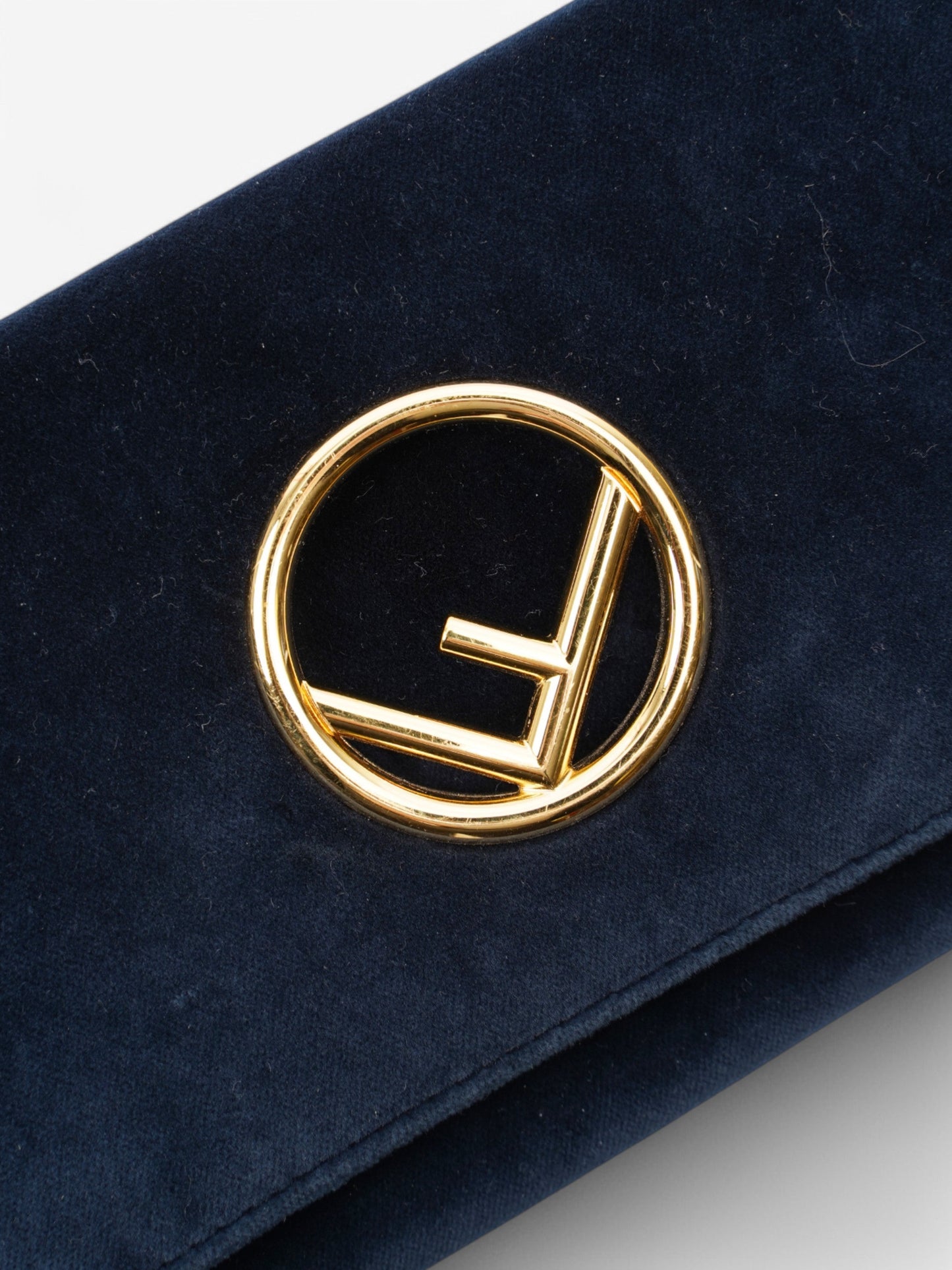 Fendi Fendi Kan I Logo Mini Clutch Midnight Blue Velvet