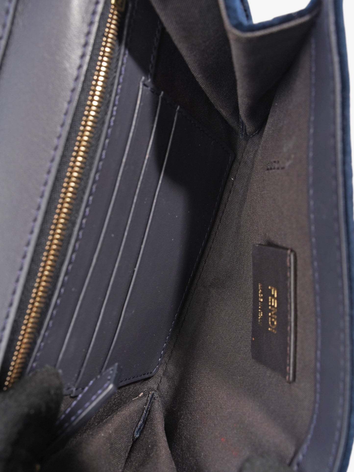 Fendi Fendi Kan I Logo Mini Clutch Midnight Blue Velvet