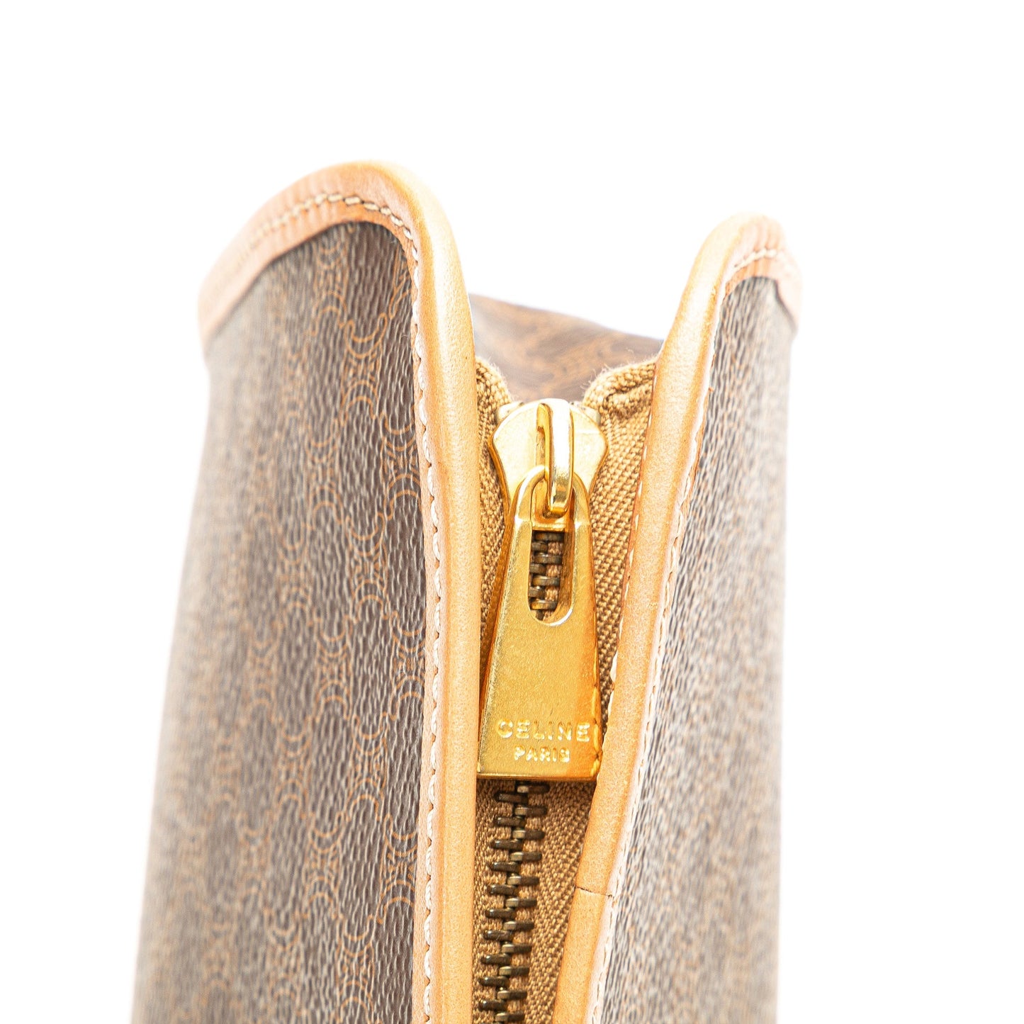 Celine Macadam Coated Canvas Clutch Brown
